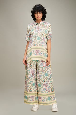 Soup by Sougat Paul Mehr Floral Print Top & Pant Set 