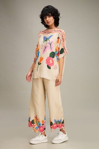 Soup by Sougat Paul Avian Canopy Printed Kimono Top & Pant Set 