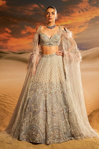 Label Disha Arora Emaya Pearl Hand Embroidered Lehenga Set 