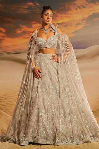 Label Disha Arora Pero Sequin Hand Embroidered Lehenga With Blouse 