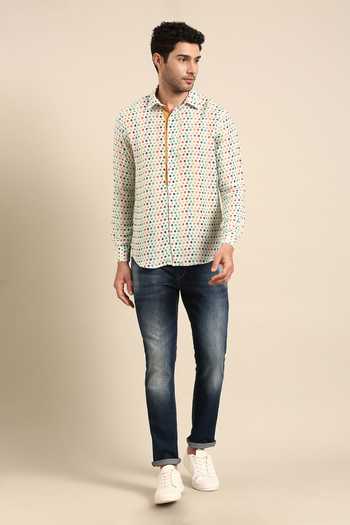 Mayank Modi - Men Diya Print Front Placket Shirt 