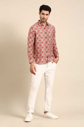 Mayank Modi - Men Mughal Floral Print Front Placket Shirt 