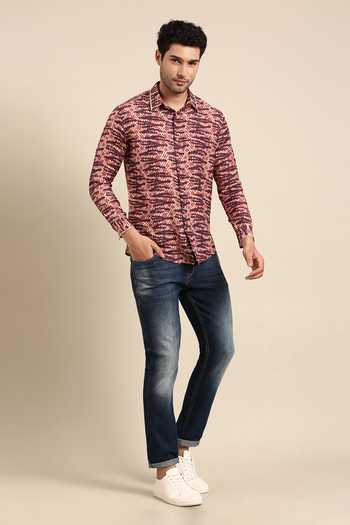 Mayank Modi - Men Chevron Print Front Placket Shirt 