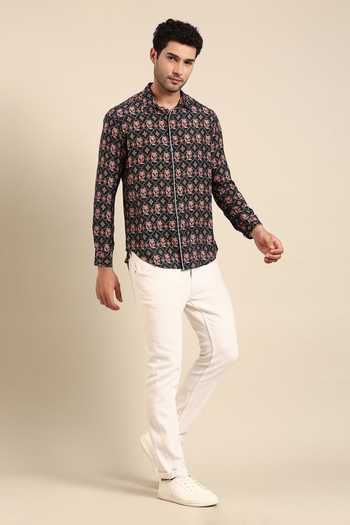 Mayank Modi - Men Geometric Print Front Placket Shirt 