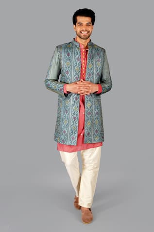 Gaurav Katta Kantha Embroidered Jacket Pant Set 