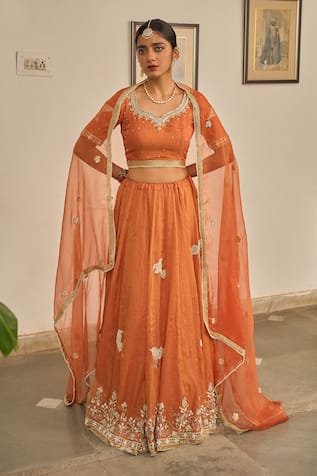 Apeksha Jain Label Malhar Zardozi Bird Embroidered Lehenga Set 