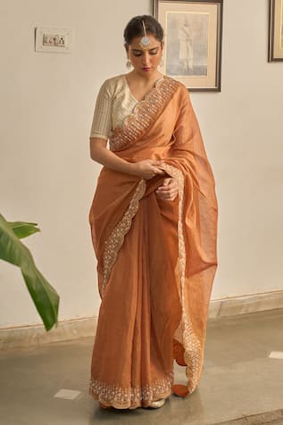 Apeksha Jain Label Sunehra Embroidered Border Saree With Blouse 