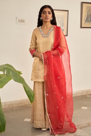 Apeksha Jain Label Jhilmil Embroidered Kurta Sharara Set 