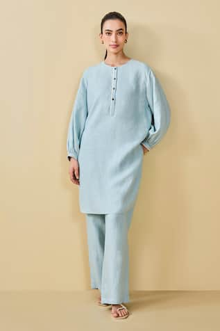 Grassroot By Anita Dongre Whirl Hemp Placket Embroidered Kurta & Pant Set 