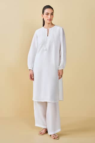 Grassroot By Anita Dongre Cloud Sky Hand Embroidered Kurta & Pant Set 