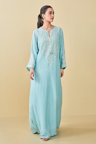 Grassroot By Anita Dongre Berry Pluck Hand Block Printed Kaftan 