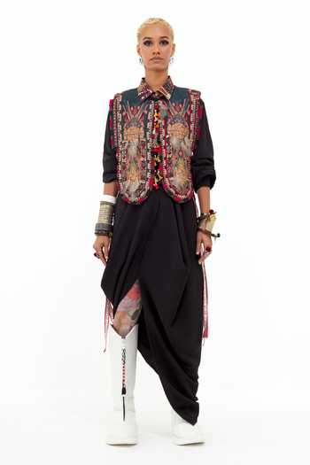 Aseem Kapoor Tribal Embroidered Gilet Jacket With Shirt 