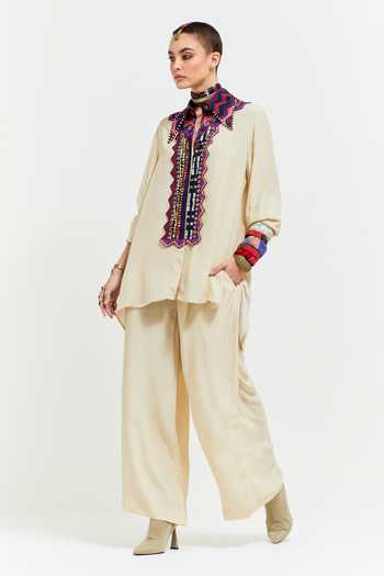 Aseem Kapoor Atri Tribal Embroidered Placket Shirt With Pant 