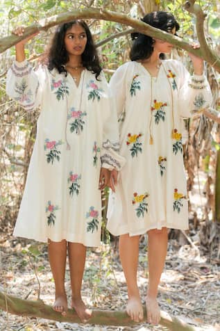 Label Earthen Floral Print Chanderi Tunic 