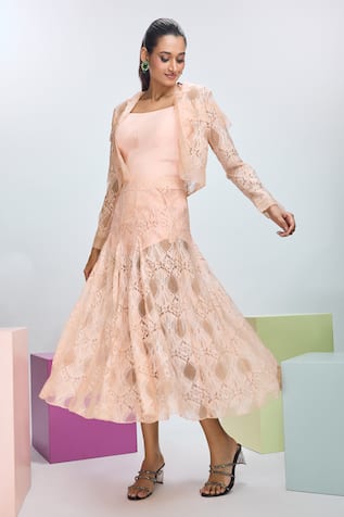 Nirmooha Solid Jacket & Skirt Set 