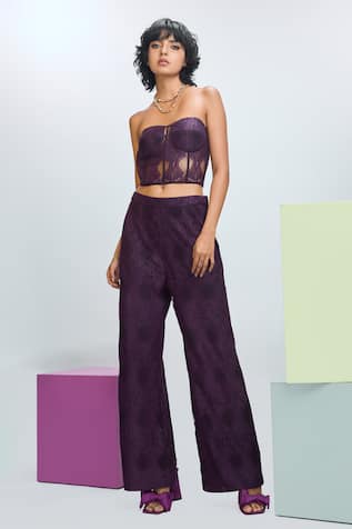 Nirmooha Solid Corset & Straight Pant Set 
