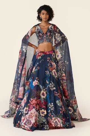 Varun Bahl Sequin & Bead Embroidered Printed Lehenga Set 