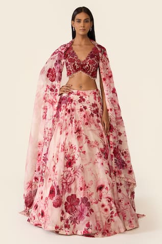 Varun Bahl Floral Embroidered Lehenga Set 