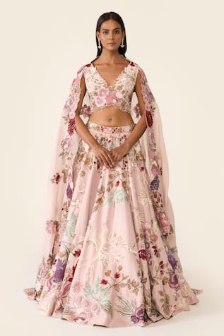 Varun Bahl Floral Cutwork Embroidered Lehenga Set 