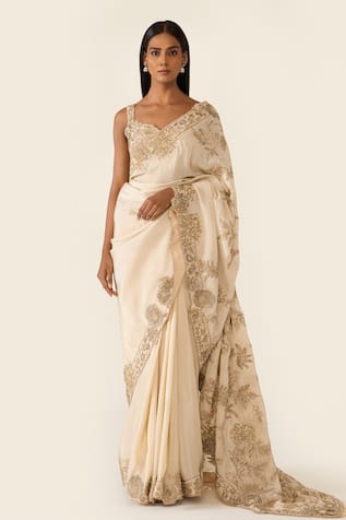 Varun Bahl Floral Embroidered Saree With Blouse 