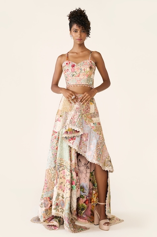 Varun Bahl Patchwork Embroidered Asymmetric Skirt Set