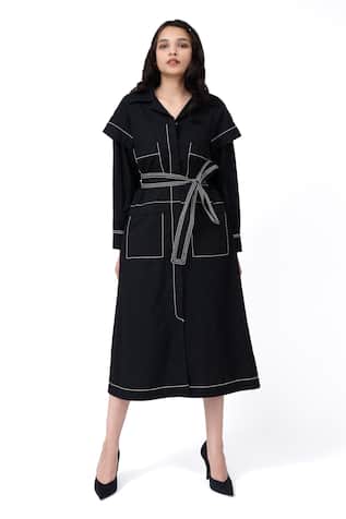 Leh Studios Metro Cotton Solid Jacket Dress 