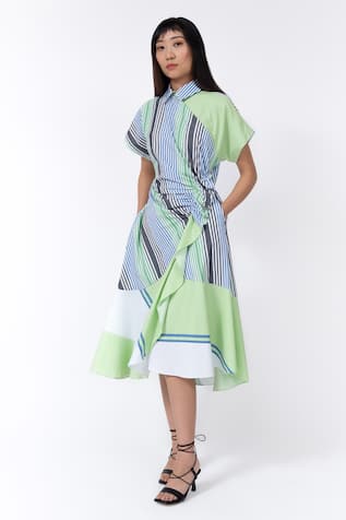 Leh Studios Striped Print Cotton Dress 