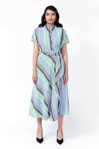 Leh Studios Striped Pattern Cotton Dress 