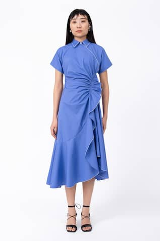 Leh Studios Cotton Scrunch Midi Dress 