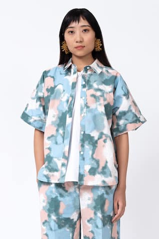 Leh Studios Button Down Spray Print Shirt 