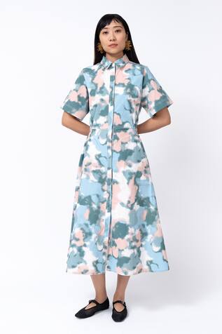 Leh Studios Spray Print Shirt Dress 