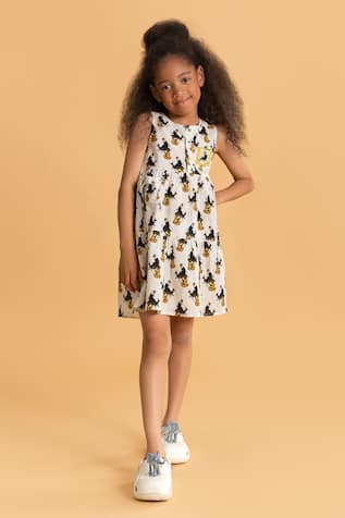 Ankid Monkey Print Tiered Short Dress 