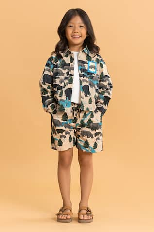 Ankid Rhinoceros Print Shacket & Bermuda Shorts 