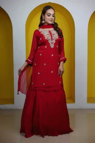 Lasha Zari Hand Embroidered Kurta Lehenga Set 