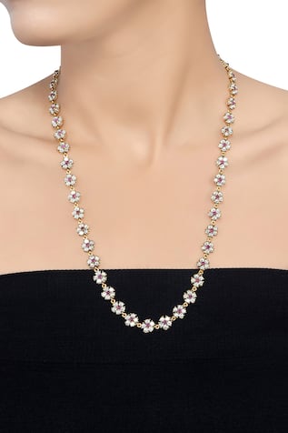 Hetvi Stone Studded Floral Necklace 
