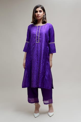 Naina Jain Bandhani Straight Kurta With Pant 