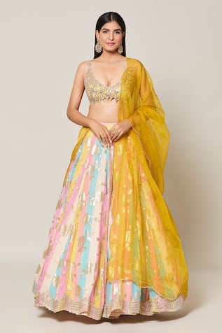 Samyukta Singhania Sequin Bloom Embroidered Kali Lehenga Set 