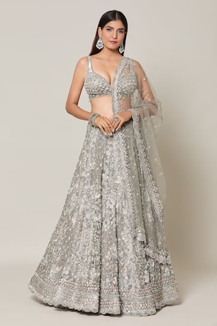 Samyukta Singhania Bloom Meadow Sequin Embroidered Bridal Lehenga Set 