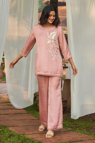 Megha Pitti Bird Embroidered Top & Pant Set 