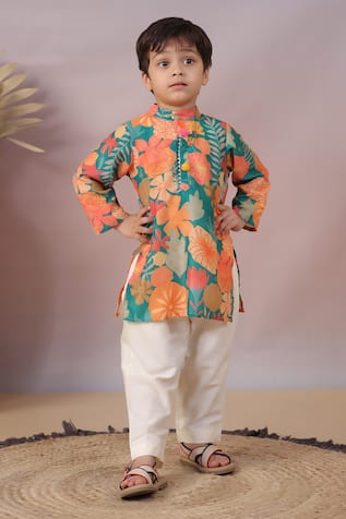 CASA NINOS Floral Print Kurta & Pyjama Set 