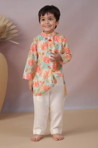 CASA NINOS Garden Print Straight Kurta & Pyjama Set 