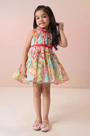 CASA NINOS Floral Print Tiered Dress 