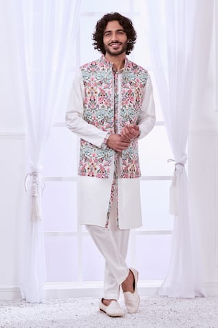 Taroob Floral Embroidered Nehru Jacket 