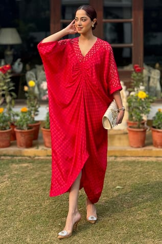 Be Chic Vineyard Bloom Print Asymmetric Kaftan 