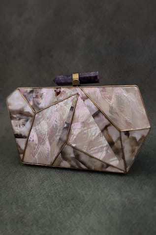 ADWITA BAGS & JEWELS Abia Mother Of Pearl Embellished Clutch 