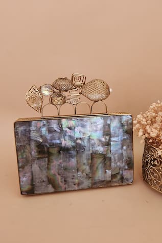 ADWITA BAGS & JEWELS Zarin Mother Of Pearl Embellished Clutch 