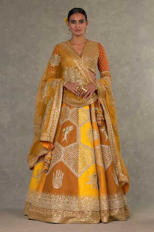 Masaba Raw Silk Neel Kamal Embroidered Bridal Lehenga Set