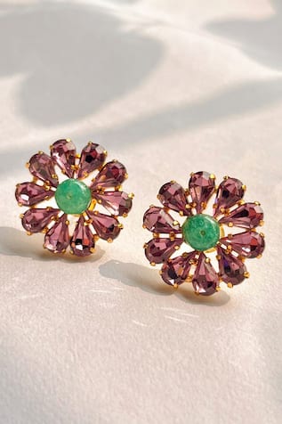 Prestones Swarovski Studded Earrings 