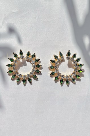 Prestones Swarovski Embellished Loop Earrings 