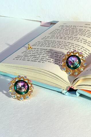 Prestones Swarovski Embellished Cutwork Earrings 